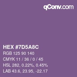 Color code: HEX #7D5A8C | qconv.com