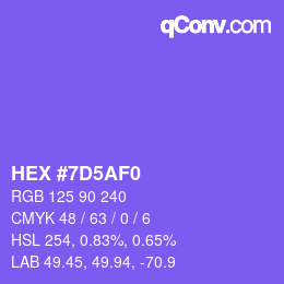 カラーコード: HEX #7D5AF0 | qconv.com
