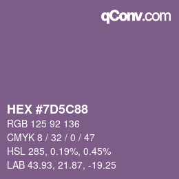 Farbcode: HEX #7D5C88 | qconv.com