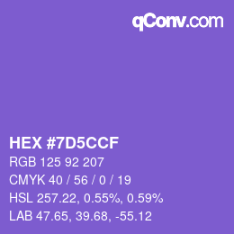 Color code: HEX #7D5CCF | qconv.com