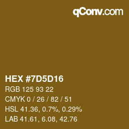 Código de color: HEX #7D5D16 | qconv.com