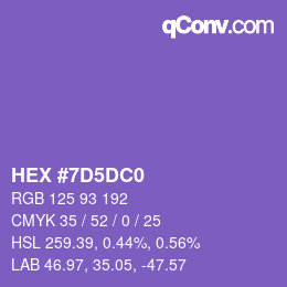 カラーコード: HEX #7D5DC0 | qconv.com