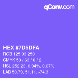 Color code: HEX #7D5DFA | qconv.com