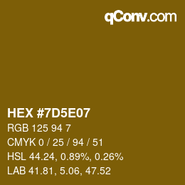 Color code: HEX #7D5E07 | qconv.com