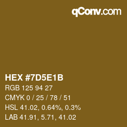 Color code: HEX #7D5E1B | qconv.com