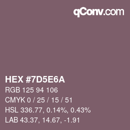 Color code: HEX #7D5E6A | qconv.com
