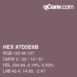 Color code: HEX #7D5E6B | qconv.com
