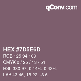 Color code: HEX #7D5E6D | qconv.com