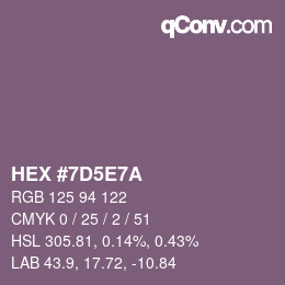 カラーコード: HEX #7D5E7A | qconv.com
