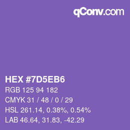 颜色代码: HEX #7D5EB6 | qconv.com