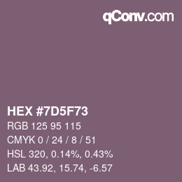 カラーコード: HEX #7D5F73 | qconv.com