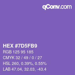 カラーコード: HEX #7D5FB9 | qconv.com