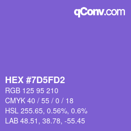 カラーコード: HEX #7D5FD2 | qconv.com