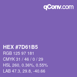 颜色代码: HEX #7D61B5 | qconv.com