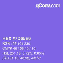 Color code: HEX #7D65E6 | qconv.com