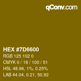 カラーコード: HEX #7D6600 | qconv.com
