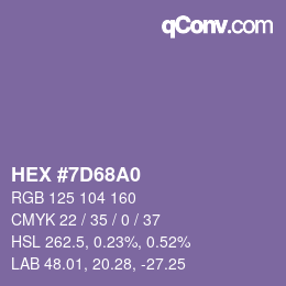 カラーコード: HEX #7D68A0 | qconv.com
