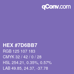 カラーコード: HEX #7D6BB7 | qconv.com