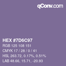 Color code: HEX #7D6C97 | qconv.com