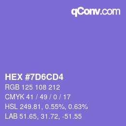 カラーコード: HEX #7D6CD4 | qconv.com