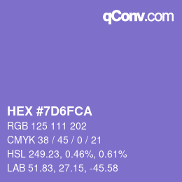 Color code: HEX #7D6FCA | qconv.com