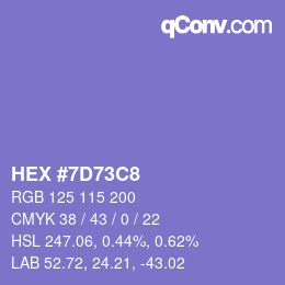 カラーコード: HEX #7D73C8 | qconv.com
