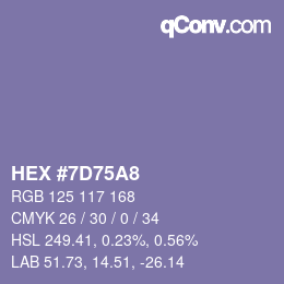 颜色代码: HEX #7D75A8 | qconv.com