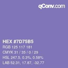 Color code: HEX #7D75B5 | qconv.com