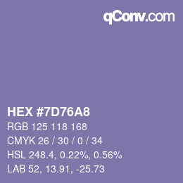 颜色代码: HEX #7D76A8 | qconv.com