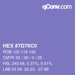 Color code: HEX #7D76C0 | qconv.com