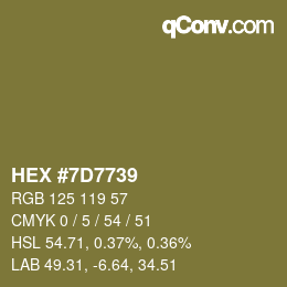 カラーコード: HEX #7D7739 | qconv.com