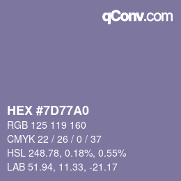 カラーコード: HEX #7D77A0 | qconv.com