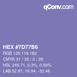颜色代码: HEX #7D77B6 | qconv.com