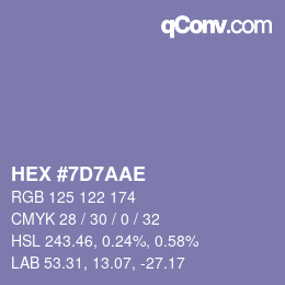 颜色代码: HEX #7D7AAE | qconv.com