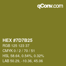 Color code: HEX #7D7B25 | qconv.com