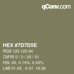 Color code: HEX #7D7D5E | qconv.com