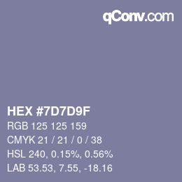 カラーコード: HEX #7D7D9F | qconv.com