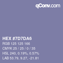 Código de color: HEX #7D7DA6 | qconv.com