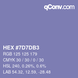 Color code: HEX #7D7DB3 | qconv.com