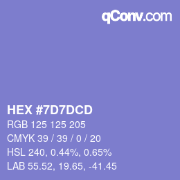 カラーコード: HEX #7D7DCD | qconv.com