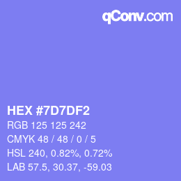 Color code: HEX #7D7DF2 | qconv.com