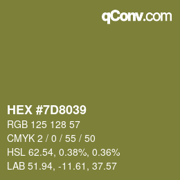 颜色代码: HEX #7D8039 | qconv.com