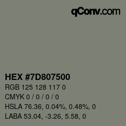 Color code: HEX #7D807500 | qconv.com