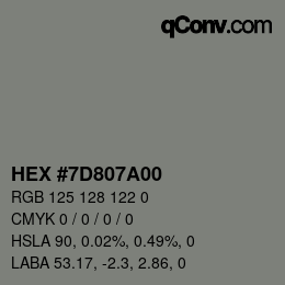 Color code: HEX #7D807A00 | qconv.com