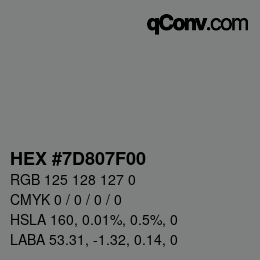 Color code: HEX #7D807F00 | qconv.com