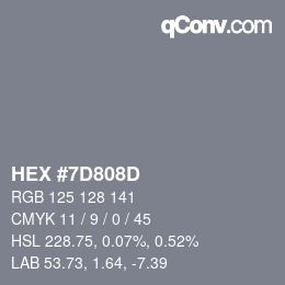 Farbcode: HEX #7D808D | qconv.com