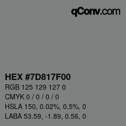 Color code: HEX #7D817F00 | qconv.com