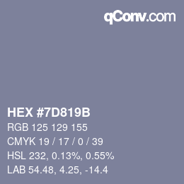 Color code: HEX #7D819B | qconv.com
