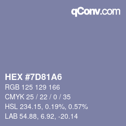 Farbcode: HEX #7D81A6 | qconv.com