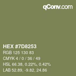 カラーコード: HEX #7D8253 | qconv.com